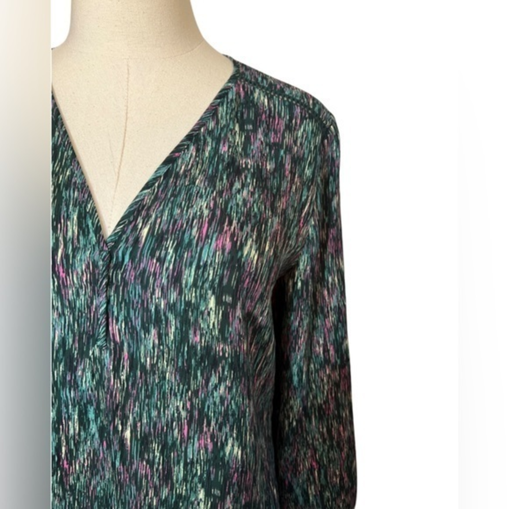 Green V Neck‎ 3/4 Sleeve Blouse Collective Concepts S Like New
